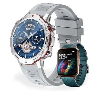 fastrack volt s1 smart watch for man and women latest with 1.83" display, silicone strap, bt calling, 100+ sports modes, heart rate, spo2, ip68, ideal smartwatch for boys and girls (teal)